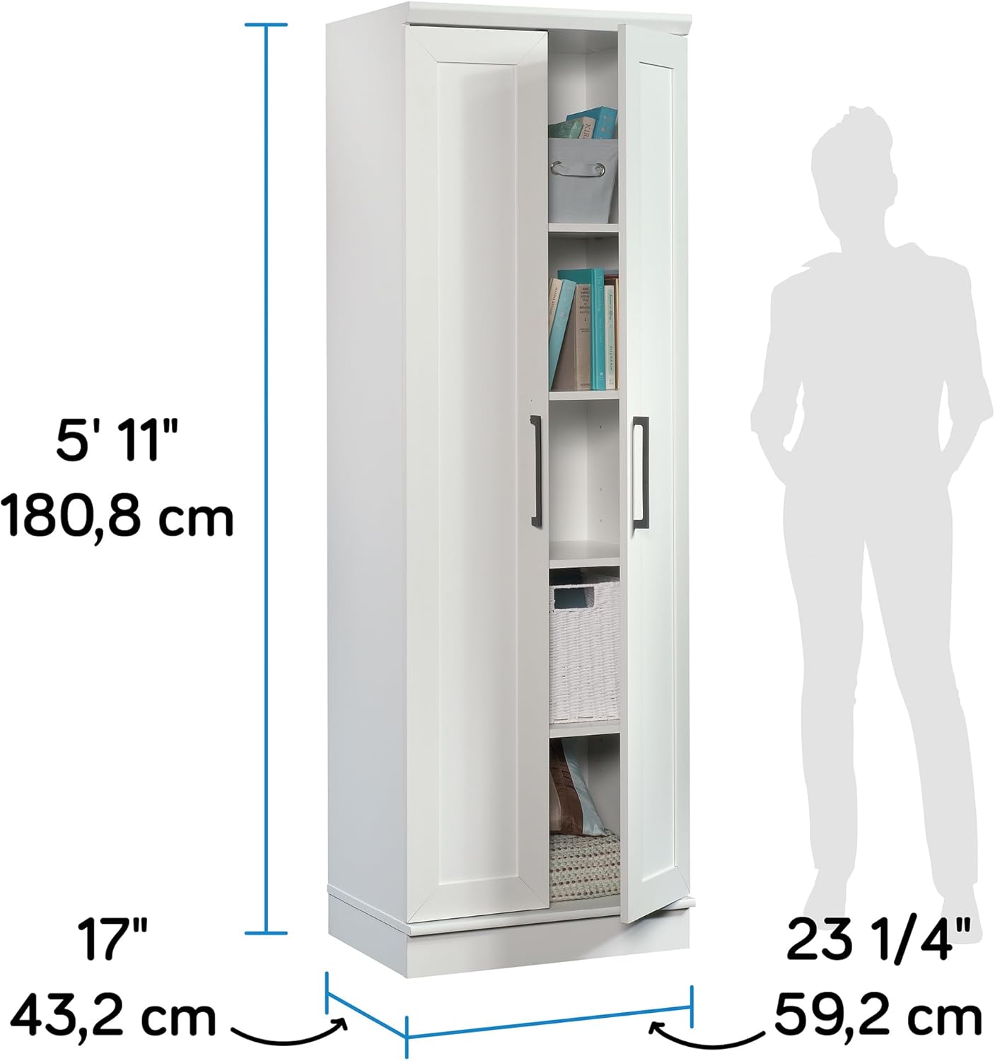 Sauder HomePlus Storage Cabinet/ Pantry cabinets, Soft White finish