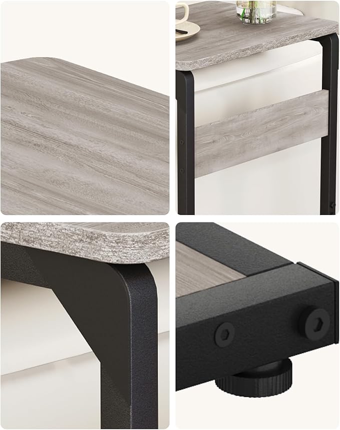 C-Shaped End Tables, Sofa TV Trays Set of 2, Tray Table Small Couch Side Table for Living Room, Bedroom, Bedside ET-YB-GYW2