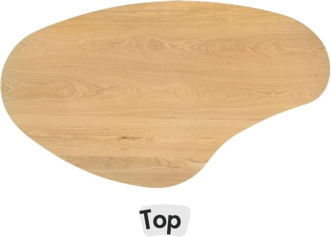 Modern Wood Coffee Table 47.25 Inch for Living Room, Natural Boho Center Table with Irregular Mango Top and Fluted Legs for Apartment