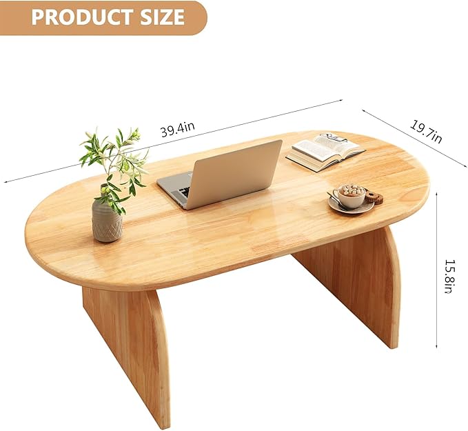 Solid Wood Coffee Table, 39″ Rectangular Center Tables, Modern Coffee Tables for Living Room, Low Cocktail Tea Furniture for Home Office