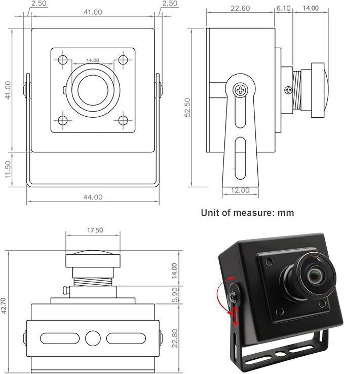 SVPRO 5MP 30FPS USB Camera Wide Angle Video Camera for Computer,IMX335 Sensor High Resolution Small USB Security Camera for 3D Printer,Laser Engraver,Machine Vision