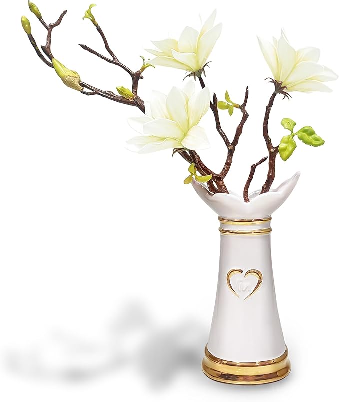 LoveLin,Artificial Flowers with Ceramic Vases,Faux Flower Arrangement,Affordable Luxury Artwork,Housewarming New Year Xmas Gift,Home Decor