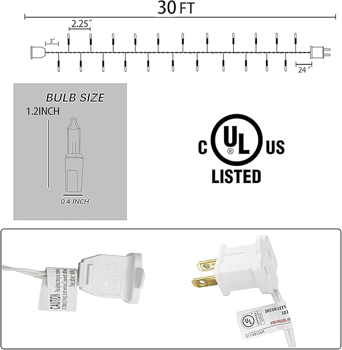 Dazzle Bright Warm White Christmas Mini String Lights, 30FT 150 Incandescent White Wire Fairy Lights, Waterproof Christmas Decorations for Indoor Outdoor Party Garden Yard Decor