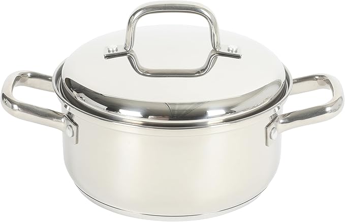 Oster Platinum Sedwick Stackable Stainless Steel Pots and Pans Cookware Set W/Domed Stainless Steel Lids W/TriPly Encapsulated Base - Induction Safe