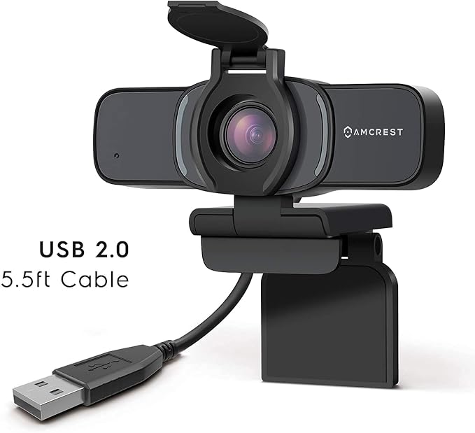 Amcrest 1080P Webcam with Microphone & Privacy Cover, Web Cam USB Camera, Computer HD Streaming Webcam for PC Desktop & Laptop w/Mic, Wide Angle Lens & Large Sensor for Superior Low Light (AWC201-B)
