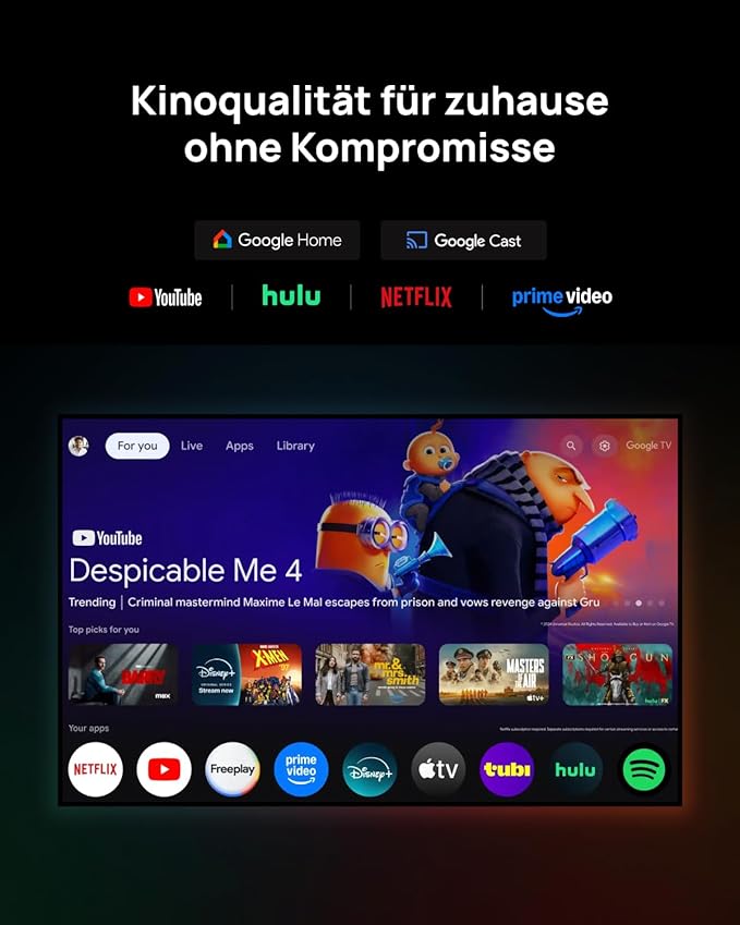 XGIMI HORIZON 20 Pro 4K RGB Triple Laser Home Projector, 4100 ISO Lumens, Google TV with Licensed Netflix, Optical Zoom & Lens Shift, IMAX Enhanced, Dolby Vision, 20,000:1 Contrast, 300" Display