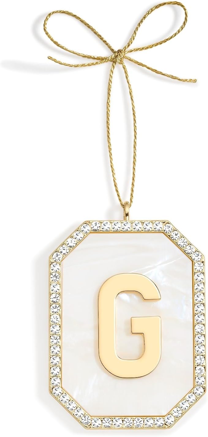 2025 Christmas Initial Ornaments, Letter G Ornaments for Xmas Tree, Hanging Ornament for Women Men Friends Sister Wife