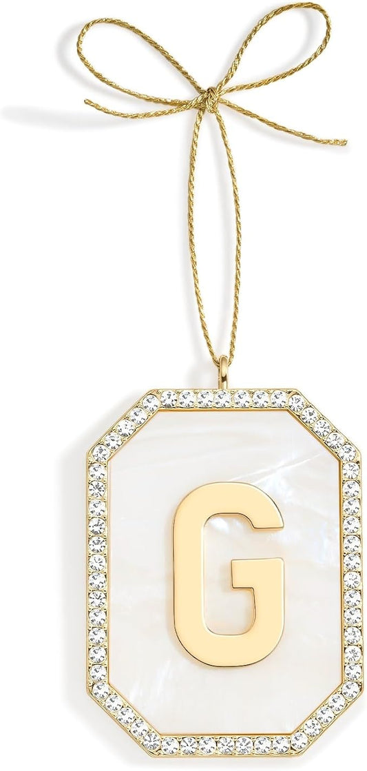 2025 Christmas Initial Ornaments, Letter G Ornaments for Xmas Tree, Hanging Ornament for Women Men Friends Sister Wife