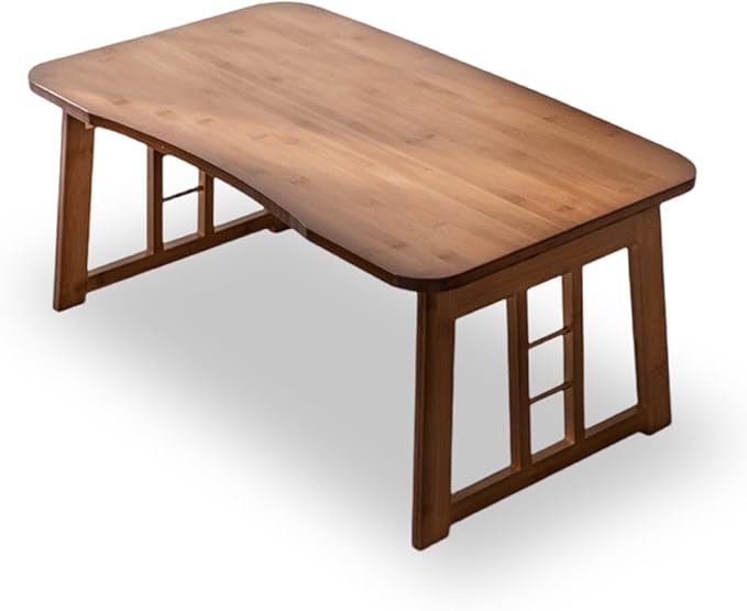 Folding Coffee Table for Living Room, 31.5 in Foldable Floor Table, Bamboo Low Coffee Tables for Small Spaces, No Assembly, Lightweight Simple Storage for Apartment, Sunroom (Brown)