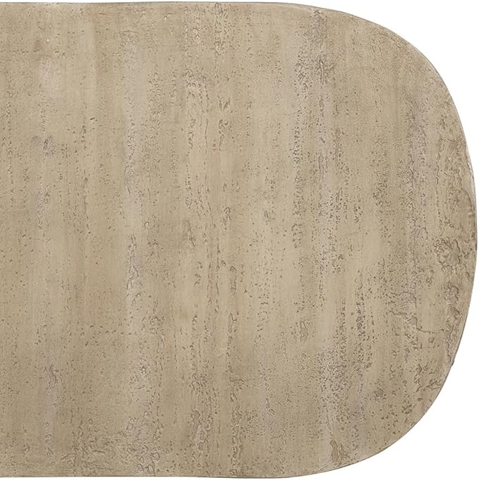 Oval Coffee Table Modern Faux Stone Circle Center Table Accent End Side Table for Living Room, Magnesium Oxide, 36" Cream