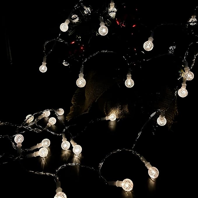 Anycosy Christmas String Lights G3, 100 LEDs Globe Solar Operated Strings Lights Warm White 8 Modes & Timer for Xmas Tree Garden Patio Outdoor Christmas Decorations (G3-100LED-Solar-Warm White)