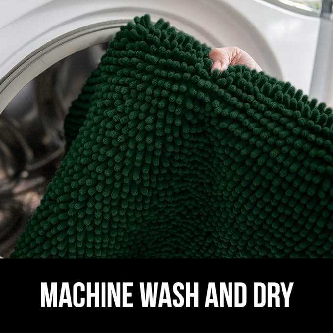 GORILLA GRIP Bath Rug Mat, Thick Soft Absorbent Chenille, Quick Dry Microfiber Mats, Rubber Backing Washable Shower Floor Rugs, US Designed Bathroom Bathmat Home Decor Accessories, 24x17, Hunter Green