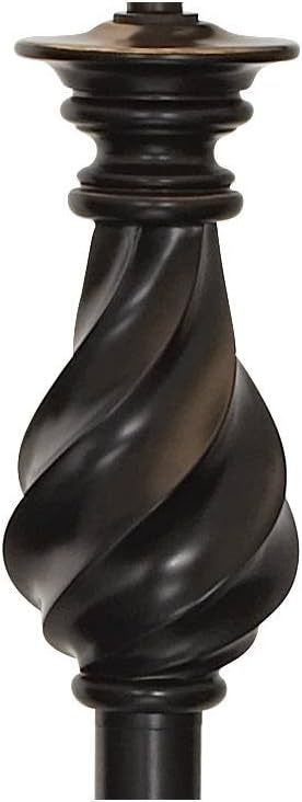Regency Hill Traditional Adjustable Swing Arm Floor Lamp 58" Tall Painted Restoration Black Bronze Swirl Font Faux Silk Beige Drum Shade for Living Room Reading House Bedroom Family Home