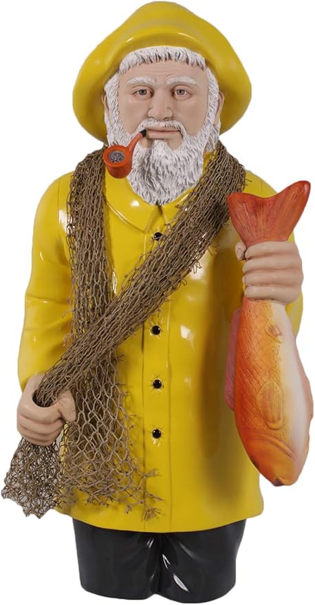 Nautical Tropical Salty Fisherman Wall Hanging Sculpture (Painted)