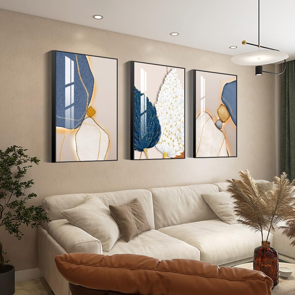 Wall Art Set of 3 Frames Canvas Wall art Decor Abstract Minimalism Natural Style Art Mural Posters & Prints, large Size Wall Art Aesthetics Living room Bedroom Kitchen Office (28 "X 20" X 3 pieces)
