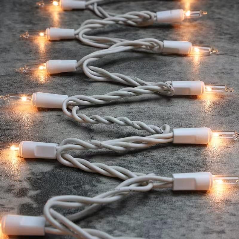 White Wire, Clear Incandescent Bulb 100 Mini String Lights for Indoor Christmas Tree Garland Birthday Wedding Party Festival Decoration