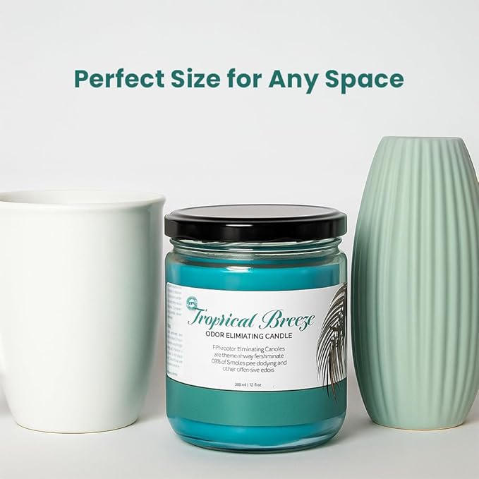 Candle Set Tropical Breeze Odor Eliminating – 2 Pack - 12oz – Long-Lasting Soy Wax Candles – Neutralizes Pet, Kitchen & Smoke Odors – Clean Burn, Eco-Friendly, Aromatherapy Candle