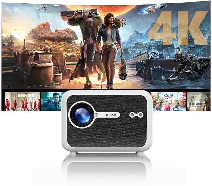 Smart 4K Projector Portable with Auto Focus, Triple Brightness, Dolby Audio, Official Apps for Outdoor Movie Night Home Theater Video Gaming, HDMI eARC/CEC WiFi6 BT5.4, Halloween Christmas Holiday