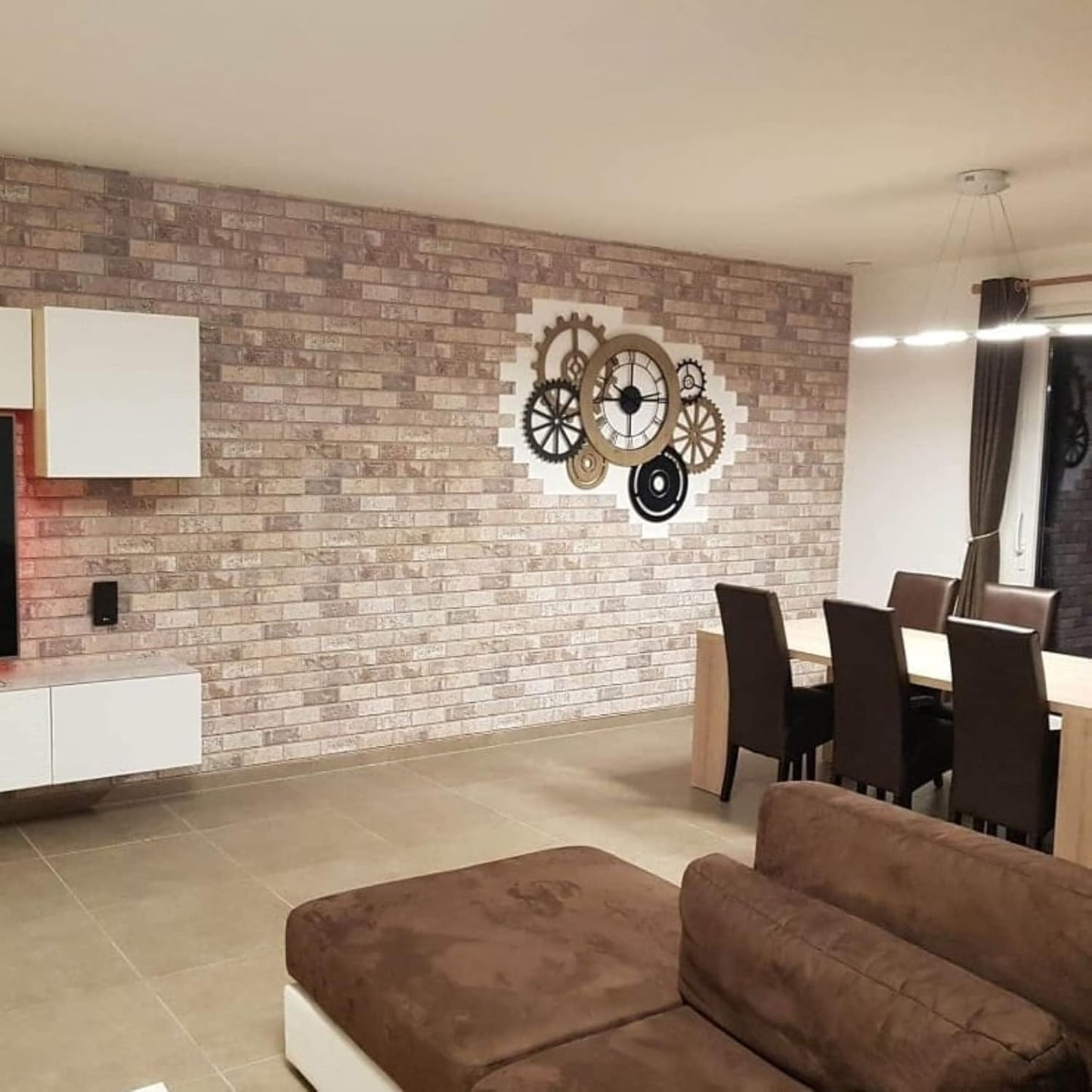 Dundee Deco 3D Wall Panels Faux Brick - Cladding Red Brown Grey Stone Look Wall Paneling, Styrofoam, Sample, Size 10 x 10 in.