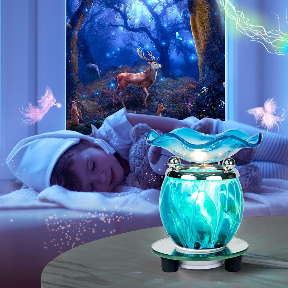 HUNANBANG 3 in 1 Electric Oil Warmer Scented Wax Warmer with with Auto Off Timer Candle Wax Melt Warmer Wax Melter Fragrance Wax Burner(Blue-Timer)