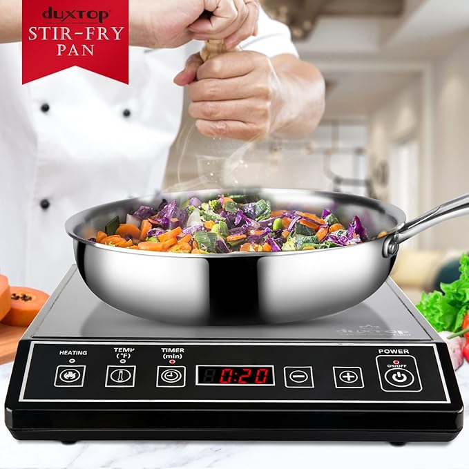Duxtop Whole-Clad Tri-Ply Stainless Steel Stir-Fry Pan Kitchen Induction Cookware 10 Inches