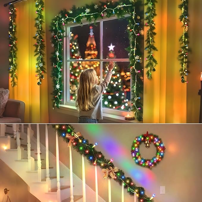 Multicolor Christmas Lights- 100 Count Mini Incandescent Indoor Lights with White Wire, UL Listed Connectable, Bright & Colorful String Lights for Kids’ Room, Party & Festival Décor