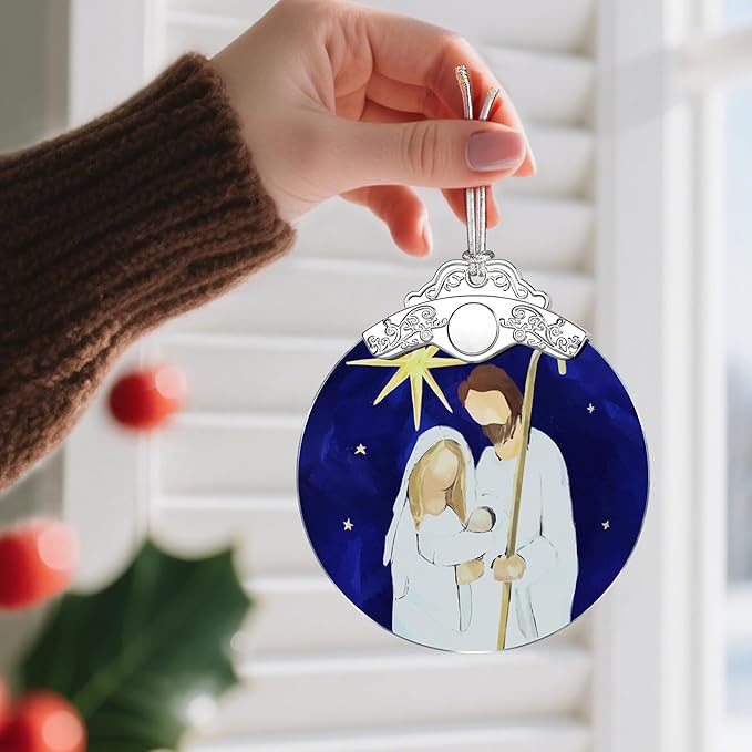 Stained Glass Religious Ornament, Nativity Christmas Ornaments, Christmas Decorations for Tree, Holiday Ornament, Christian Gifts, Religious Gifts, Gift Ideas & Xmas Gift