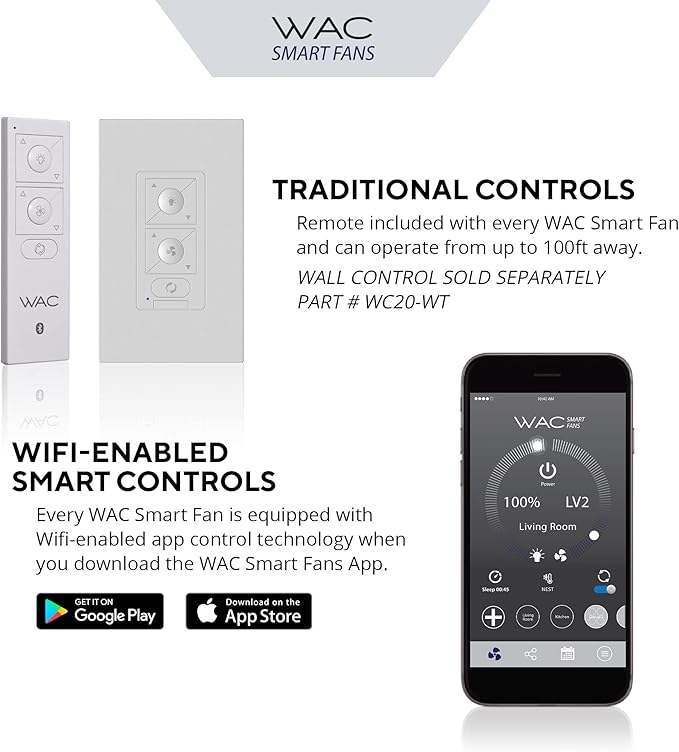 Mocha Indoor/Outdoor 3-Blade Smart Compatible Ceiling Fan 54in Matte White with 3000K LED Light Kit and Remote Control with Wall Cradle. Works with iOS/Android, Alexa, and Google Assistant.