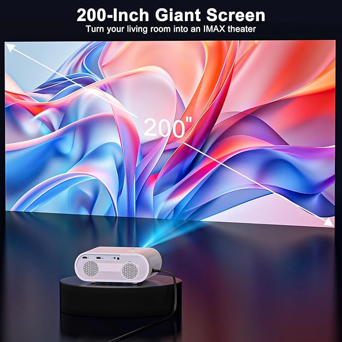2500 ANSI Smart Projector, HOMPOW 4K Projector with WiFi and Bluetooth, Mini Projector, Built-in Streaming System, Projector with Apps, G.o.o.g.le Outdoor Projector, Home Projector for iOS/Android