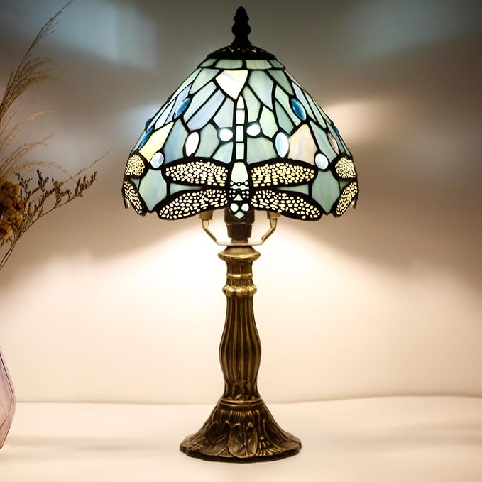 Table Lamp Base Replacement Only, Wide 4 Height 15 Inch, Fit for 6, 8, 10 Inch Tiffany Style Stained Glass Lampshade, Dark Bronze Finish,Resin, Push Switch On Cord(B (W4H15 Inch))