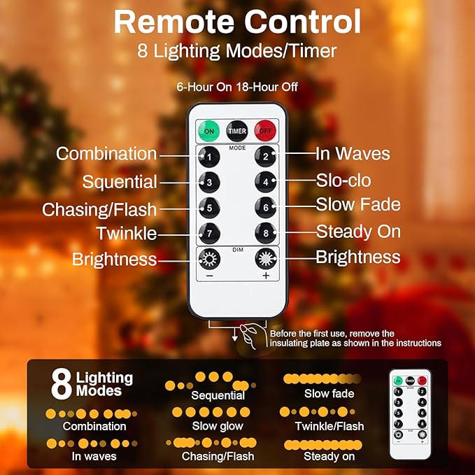 ZGWJ Christmas String Lights with Timer, Tree-Reindeer-Santa Claus 50LED 16FT Twinkle Fairy Lights 8 Modes for Bedroom,Christmas Parties Decoration (Xmas Tree-Reindeer-Santa Claus, 1PCS)