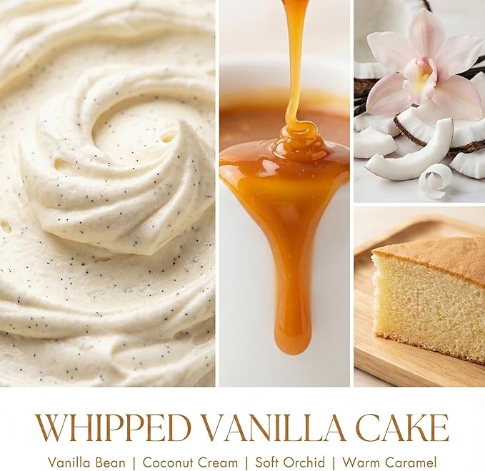 Whipped Vanilla Cake Scented Candles, 18oz Soy Candles Non Toxic 4-Wick Large Candle Jars, Over 50 Hours of Burning Time, Ideal for Gifting, Events, Home Decor