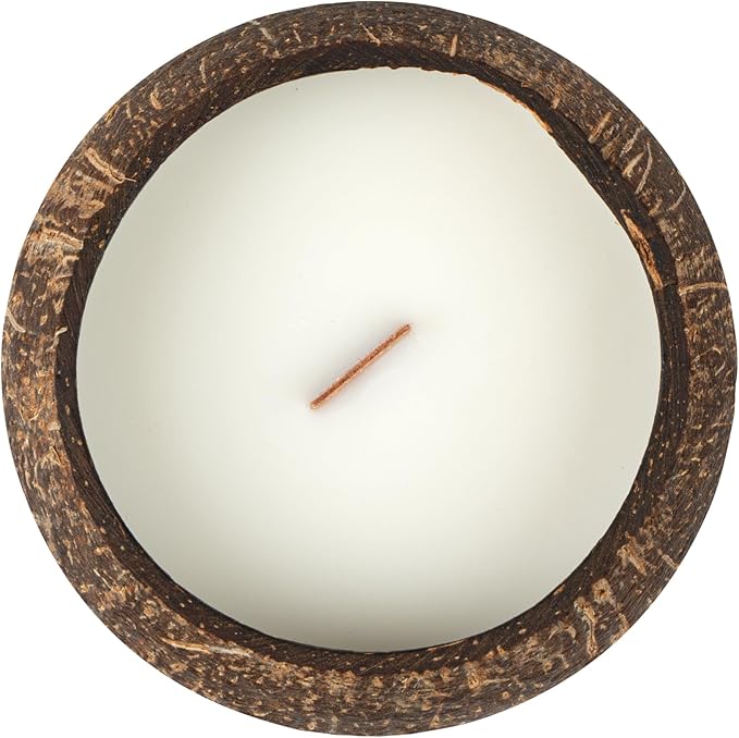 Restaurantware-Coco Casa 3.9 x 2.8 Inch Coconut Shell Candles, 10 Hand Poured Coconut Bowl Candles - Lavender Fragrance, Double Wax Blend, Soy Wax Scented Candle, Wooden Wick