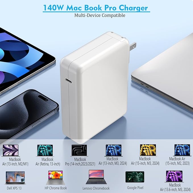 Macbook Pro Charge,140w Fast Mac book Air/Pro Charger With 6FT Fast Charger USB C to C Cable Cord For Apple MacBook Pro/MacBook Air 16 15 14 13 Inch,M1 M2 M3,iPad Pro,Samsung Galaxy & All USB C Device