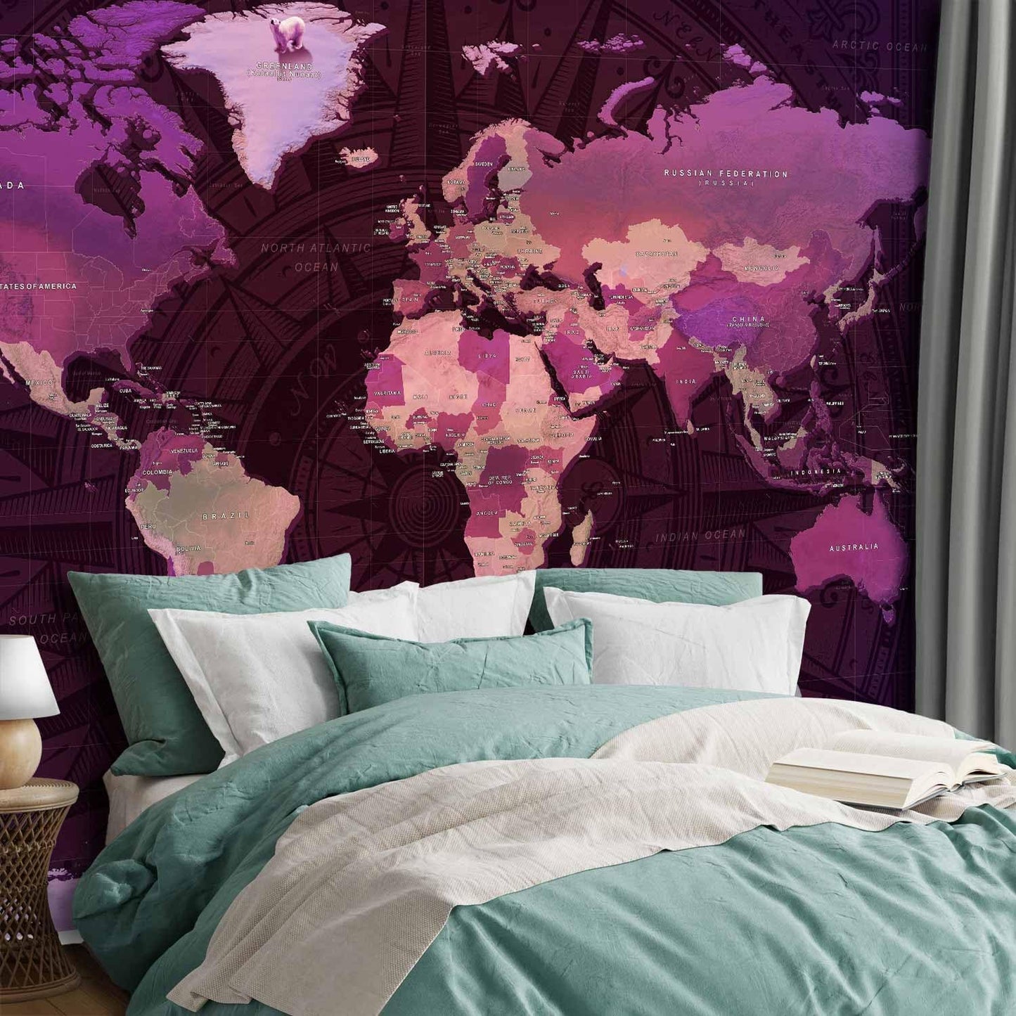 artgeist Wall Mural World Map 118x83 in - XXL Non-Woven Wallpaper Fleece Wall Decor Photo Print Picture Image Design Home Map of The World k-A-0273-a-a