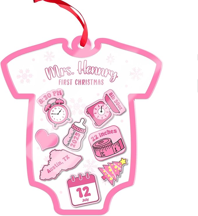 Personalized Baby's First Christmas Ornament 2025 - Custom Birth Stats Shaker Ornaments - Newborn Birth States Boy Girl Keepsake Ornament - X-mas Decoration - Gifts for Christmas