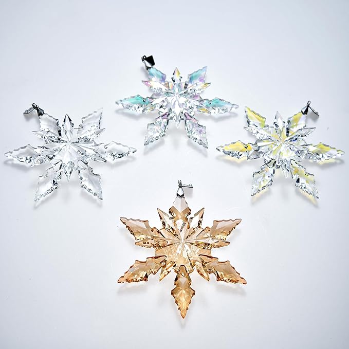 2025 Edition Crystal Snowflake Ornament Christmas Tree Ornament Home Decor Gift (2025-Multicolor)
