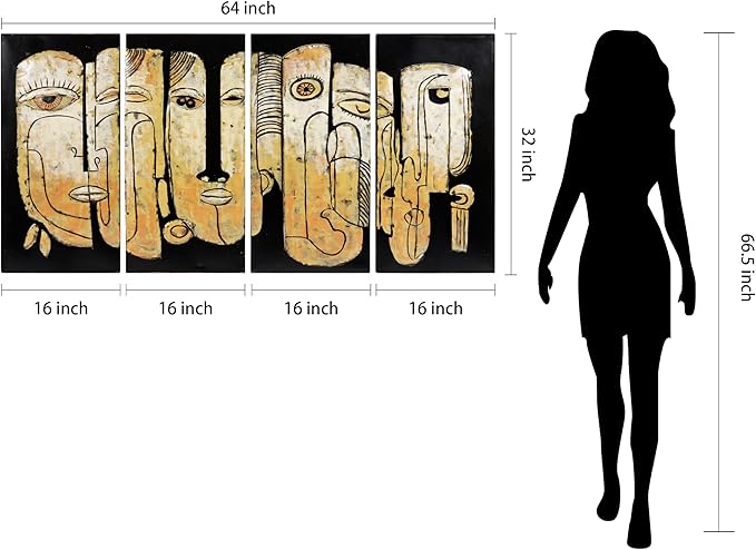 Empire Art Direct Totem Poles Abstract Face Metal Wall Art,Hand Painted Primo Mixed Media Iron Wall Sculpture,3D Wall Decor,Ready to Hang,Living Room, Bedroom ＆ Office