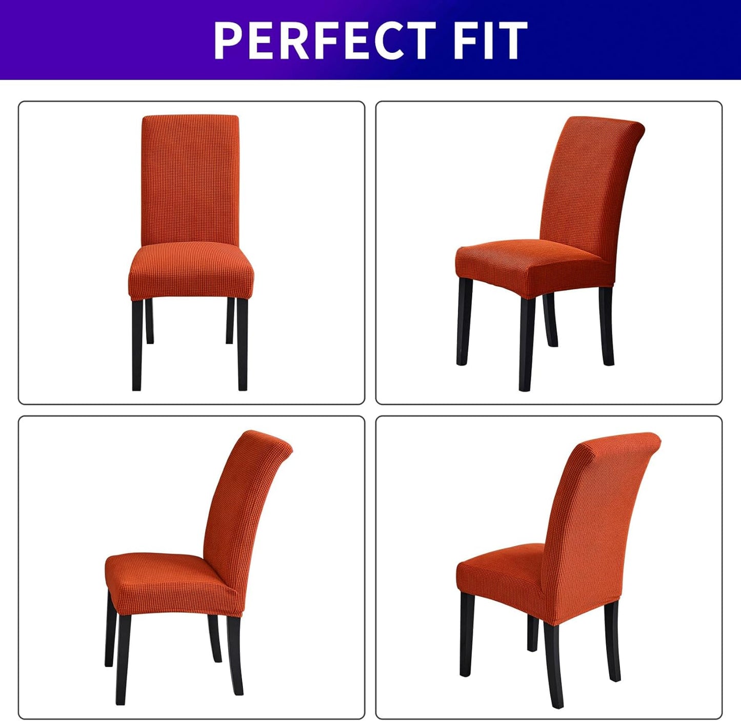 Howhic Stretch Chair Covers for Dining Room Set of 4, Removable Washable Dining Room Chair Covers, Dining Chair Slipcovers Seat Protector, Great for Home and Banquet Decor (Pureed Pumpkin, 4 Pack)