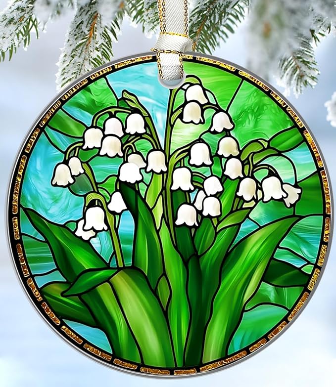Christmas Ornaments 2025, Stained Glass Christmas Tree Decorations, Exchange for Women, Men, Collectible Dated Year Ornaments for Tree - Glass Hanging Ornament（Northern Lights）
