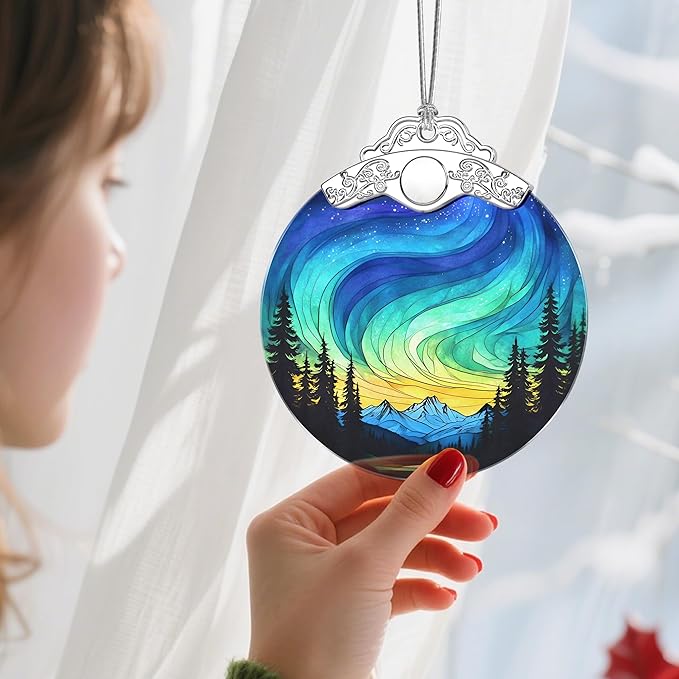 Christmas Ornaments: Stained Glass Ornament, Christmas Tree Ornament, Hanging Ornaments for Home Decor & Xmas Tree Decorations – Holiday Decor, Gifts & Holiday Present - Northern Lights