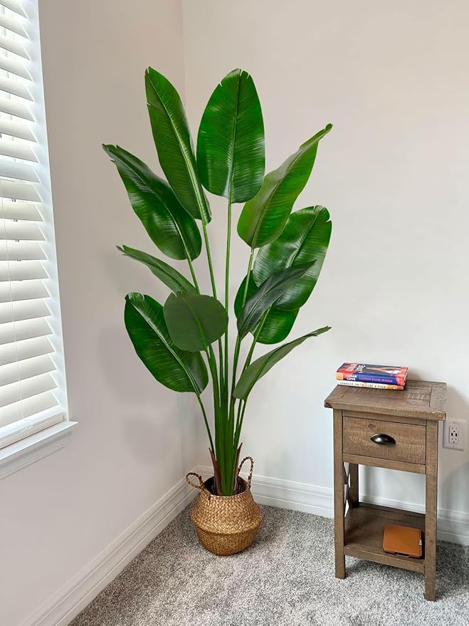 Aveyas 6ft Artificial Bird of Paradise Tree for Home Decor, 6 Feet Faux Floor Plant Fake Silk Banana Leaf Tropical Trees with Pot for Indoor Outdoor House Living Room (6 ft Tall)