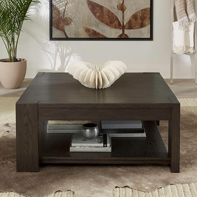 Liberty Furniture Lennox Hill Living Room Oversized Square Cocktail Table - Bark