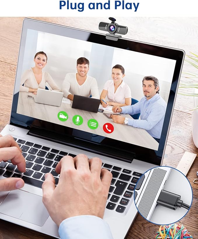 Webcam with Microphone, 1080P 30fps HD Webcams, USB 2.0 Computer Webcam, 3D Noise Reduction and Automatic Gain Web Cam for PC Mac Laptop Desktop,Video Calling, Online Classes and Video Conference