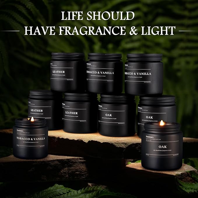 9 Pack Scented Candles Set Gifts for Men, Aromatherapy Candle Set with Scents （Tobacco & Vanilla/Apple Cinnamon/Amber）- Gift for Dad, Boyfriend, Birthday, Father’s Day, Anniversary，Christmas Gifts