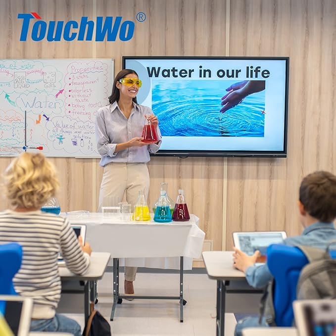 55" Interactive Touchscreen Monitor, Smart Board 4K Display with Wall Mount, Android 11 Smart Touch Screen Presentation Electronic Whiteboard for Office & Classroom, RAM 2G & ROM 32G