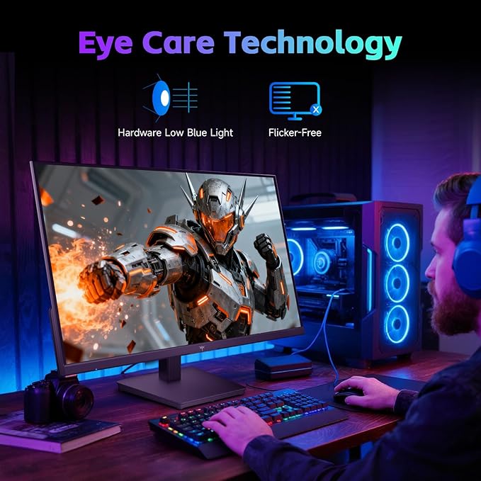 KTC 24 Inch Computer Monitor, FHD 144Hz Office Gaming Monitor, IPS, Adaptive-Sync, HDMI & DP Port, 1500:1 Contrast Ratio, Bluelight Filter, Tilt Adjustable, H24B9S
