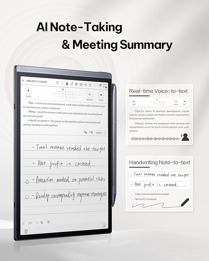 iflytek AINOTE Air 2 Bundle - Black Folio Case, 8.2-inch AI Note-Taking Tablet Writing Paper Tablets, Digital Notebook with Pen, Voice-to-Text Transcription, Multi-Languages Chatgpt Support