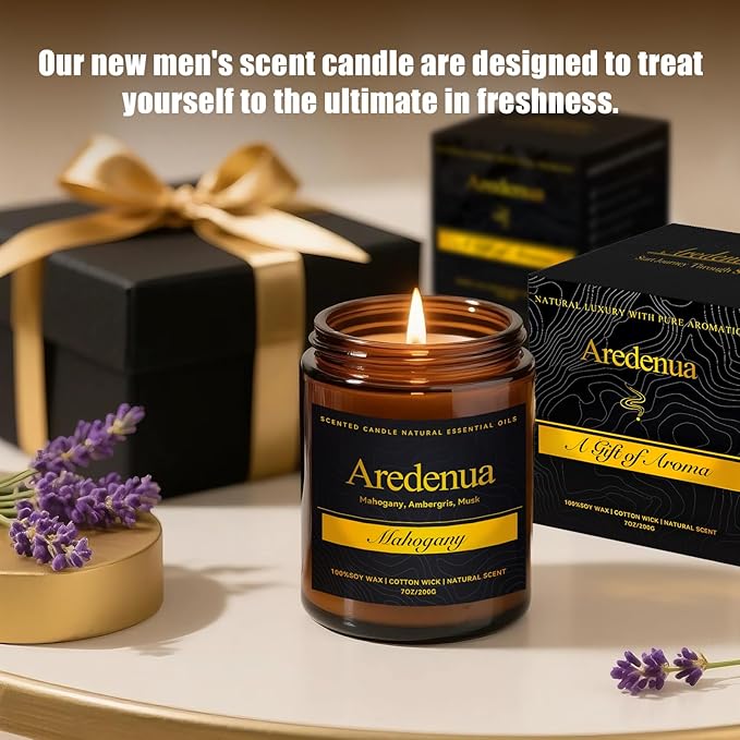Lavender Vanilla Candle - Scented Candles for Home - 7oz Soy Candles with Relaxing Lavender & Sweet Vanilla Aroma, Long Lasting Scented Candle for Home, Bedroom, Spa, Gift for Women & Men