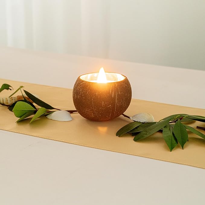 Restaurantware-Coco Casa 3.9 x 2.8 Inch Coconut Shell Candle, 1 Hand Poured Coconut Bowl Candle - Sandalwood Fragrance, Double Wax Blend, Soy Wax Scented, Wooden Wick